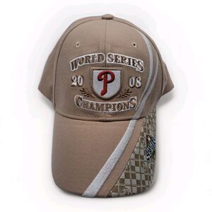 2008 Nike Philadelphia Phillies World Series Champions Hat Cap Tan White EUC
